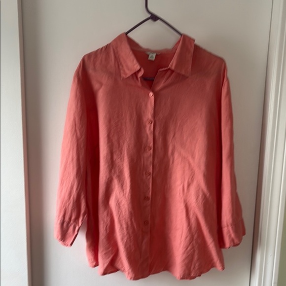 LL Bean Linen Button Down Blouse 2X - Picture 1 of 6